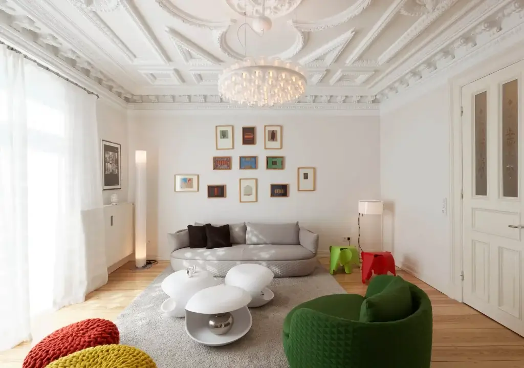 Modernes Zuhause - Wohnzimmer Weiss und Grün - Interior Design Ulrich Weinkath